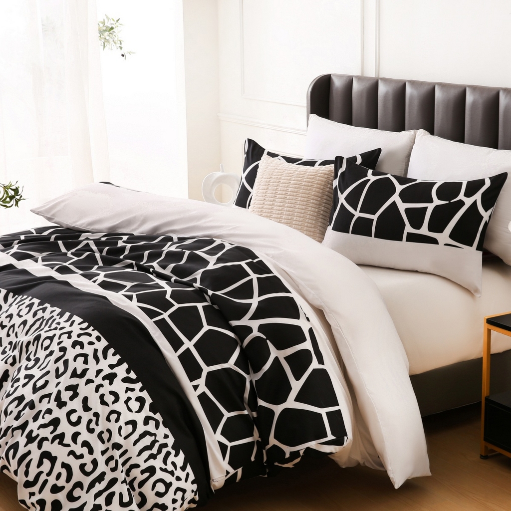 91家纺网 家纺一手货源 找家纺 子不语家纺2025新款跨境外贸 大版印花三件套亚马逊Temu速卖 通Shein沃尔玛专供 84长颈鹿斑马