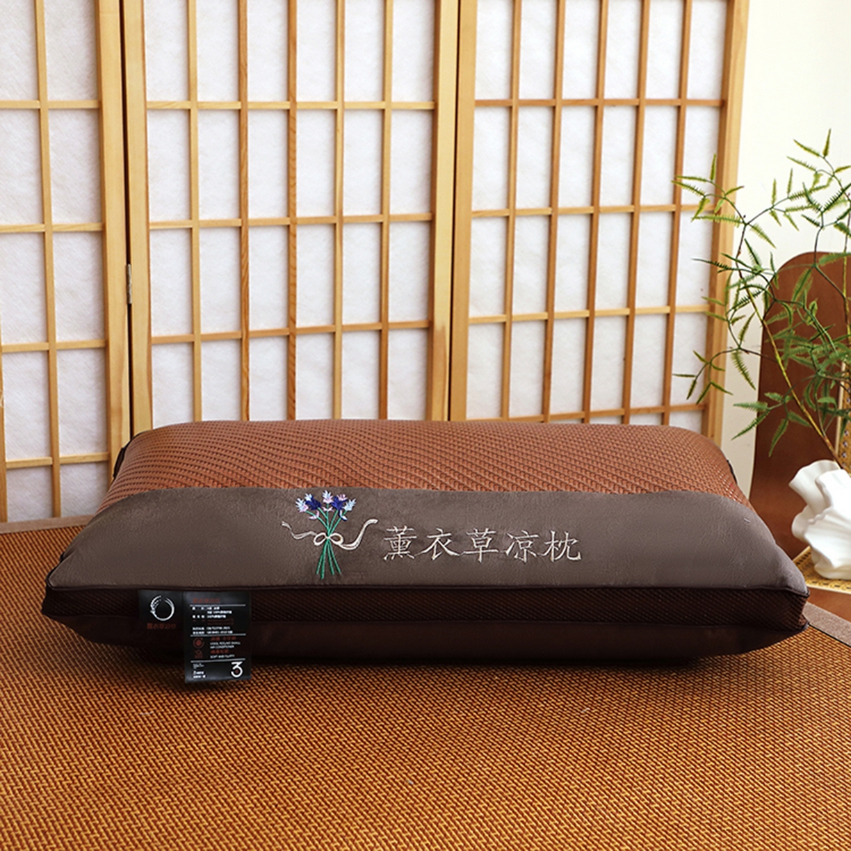 91家纺网 家纺一手货源 找家纺 佳尚枕芯 2025新款夏凉藤席枕芯凉席枕薰衣草夏凉枕头枕芯 薰衣草夏凉枕-棕色 48*74低枕700克-高度10厘米