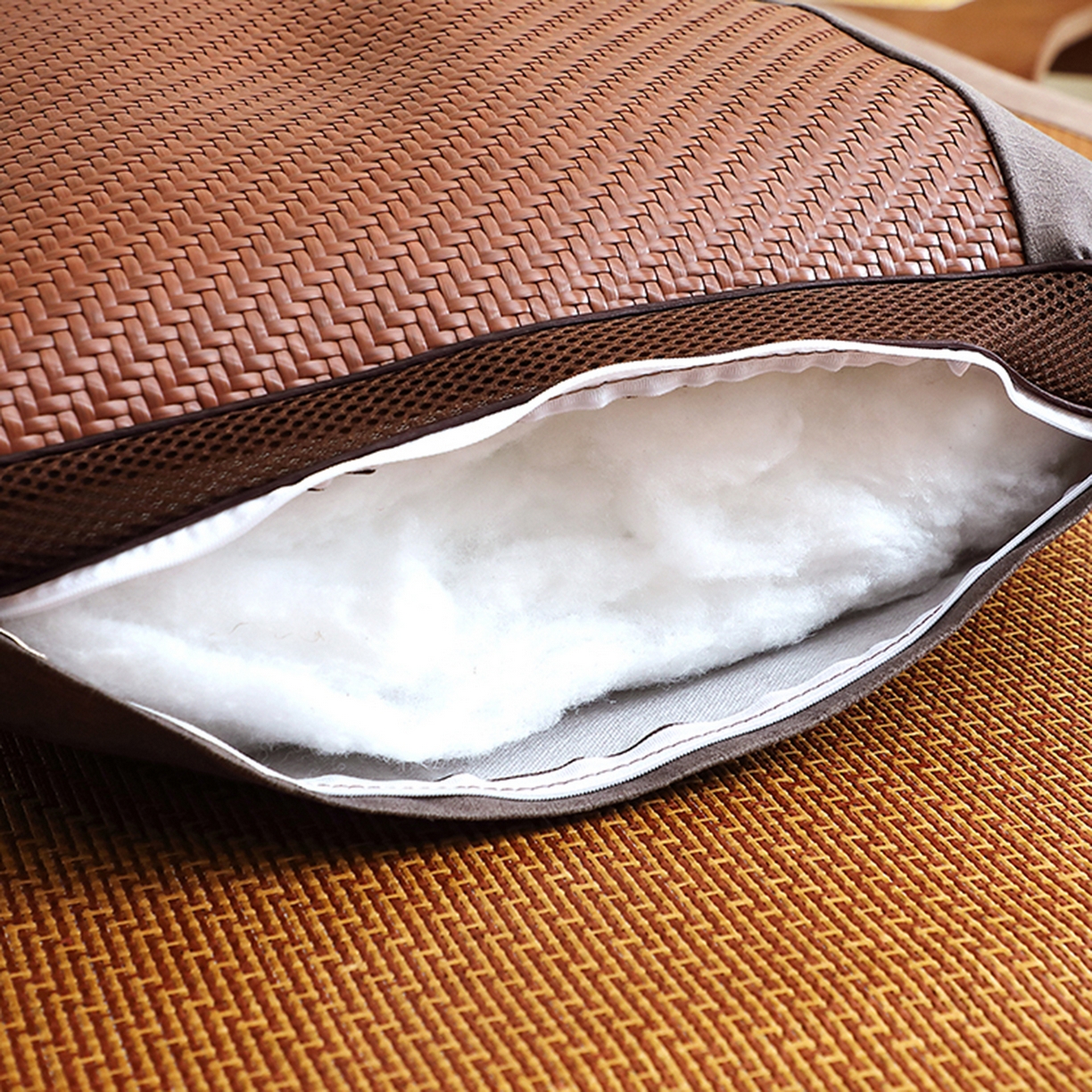 91家纺网 家纺一手货源 找家纺 佳尚枕芯 2025新款夏凉藤席枕芯凉席枕薰衣草夏凉枕头枕芯 薰衣草夏凉枕-棕色 48*74中枕800克-高度12厘米