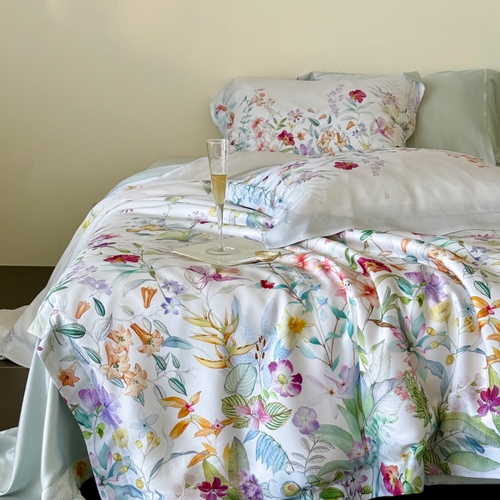 91家纺网 家纺一手货源 找家纺 馨蕊家居 2025新款80SLF奥地利兰精天丝夏被四件套-知否系列 知否-氧气绿