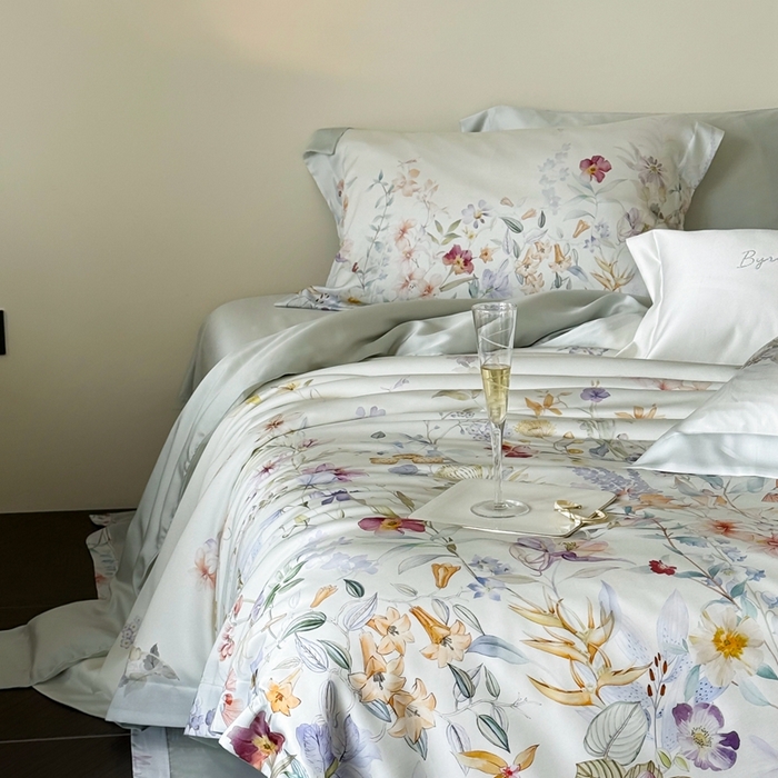 91家纺网 家纺一手货源 找家纺 馨蕊家居 2025新款80SLF奥地利兰精天丝夏被四件套-知否系列 知否-月光白