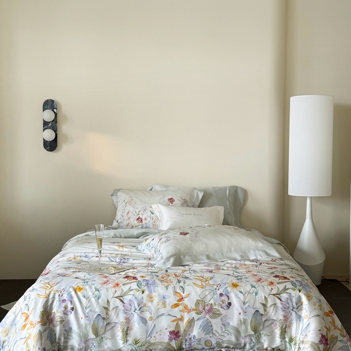 91家纺网 家纺一手货源 找家纺 馨蕊家居 2025新款80SLF奥地利兰精天丝夏被四件套-知否系列 知否-月光白