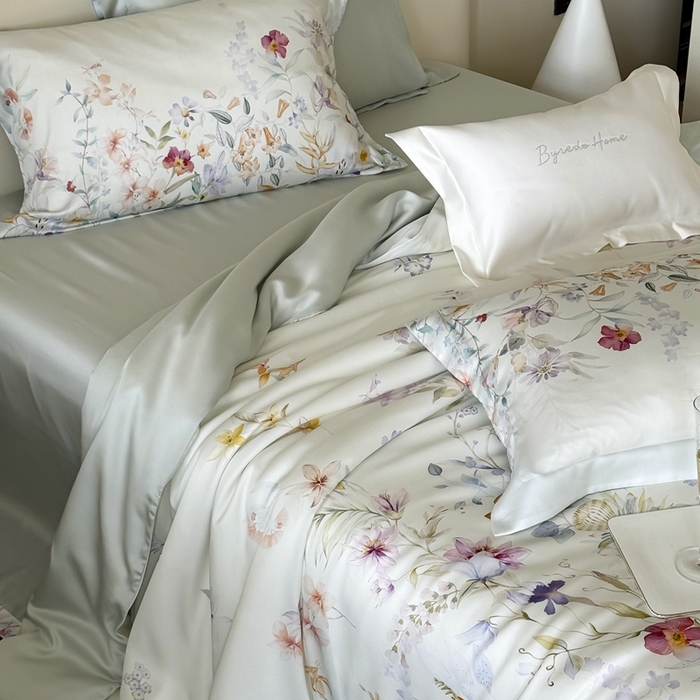 91家纺网 家纺一手货源 找家纺 馨蕊家居 2025新款80SLF奥地利兰精天丝夏被四件套-知否系列 知否-月光白