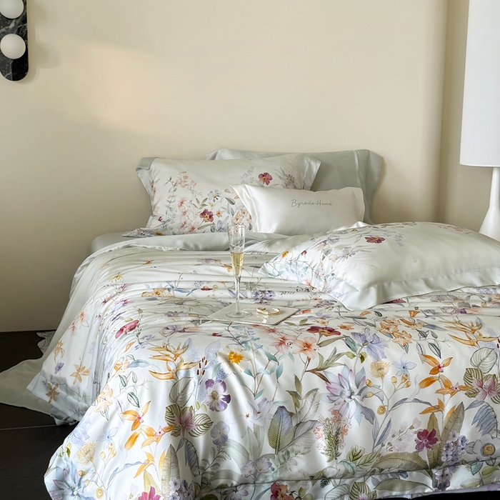 91家纺网 家纺一手货源 找家纺 馨蕊家居 2025新款80SLF奥地利兰精天丝夏被四件套-知否系列 知否-月光白