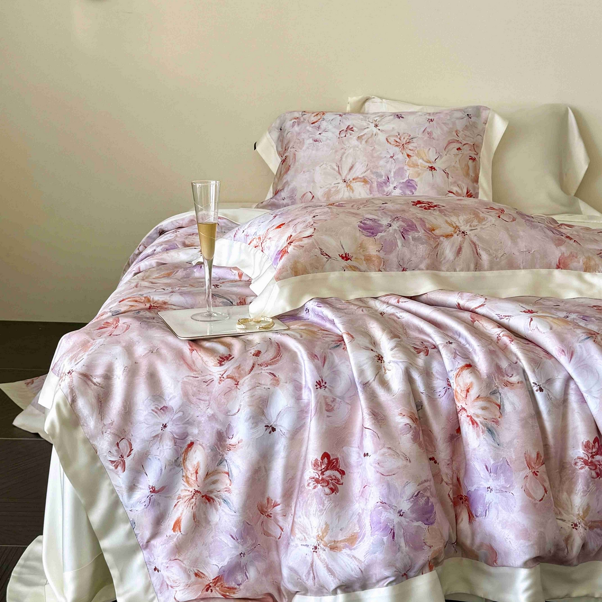 91家纺网 家纺一手货源 找家纺 （总）馨蕊家居 2025新款春夏新品天丝印花80SLF奥地利兰精天丝四件套-告白