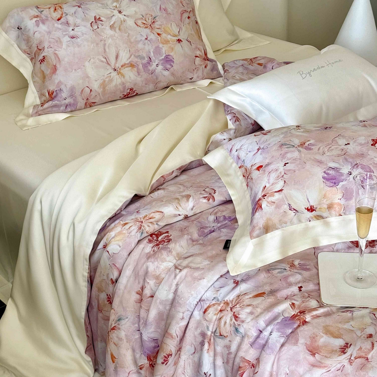 91家纺网 家纺一手货源 找家纺 （总）馨蕊家居 2025新款春夏新品天丝印花80SLF奥地利兰精天丝四件套-告白