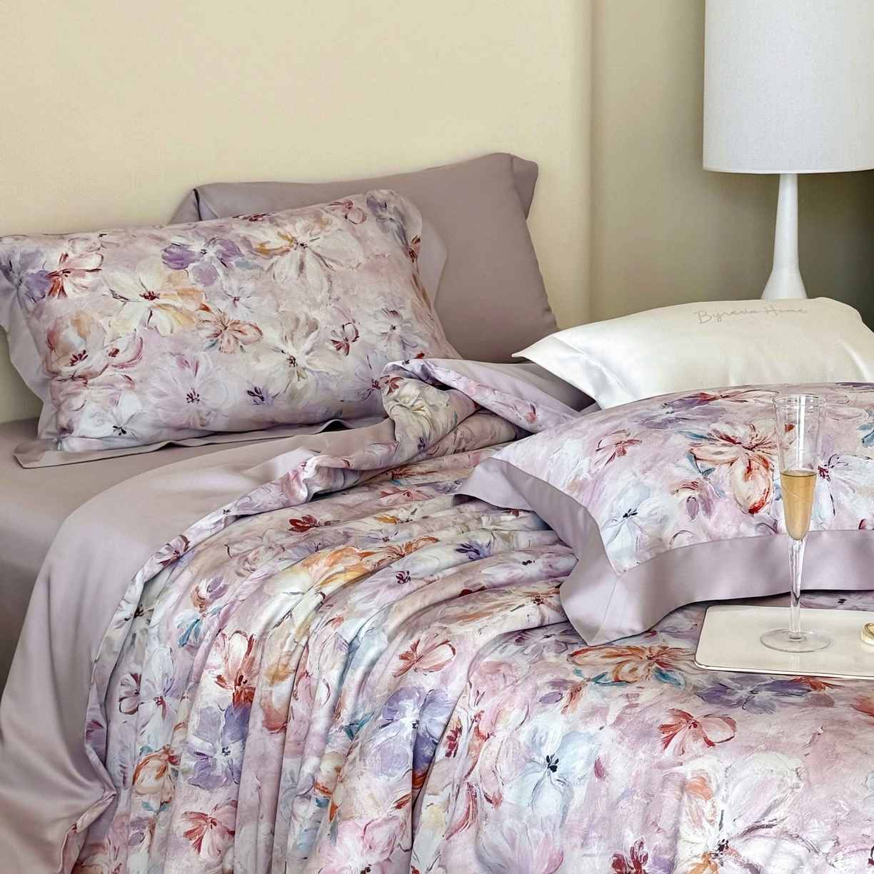 91家纺网 家纺一手货源 找家纺 馨蕊家居 2025新款春夏新品天丝印花80SLF奥地利兰精天丝四件套-告白 天丝告白-婉若紫