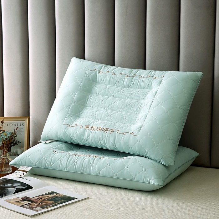 91家纺网 家纺一手货源 找家纺 佳尚枕芯 2025新款压光磨毛决明子乳胶枕枕头枕芯 绿色 48x74cm/只 中枕