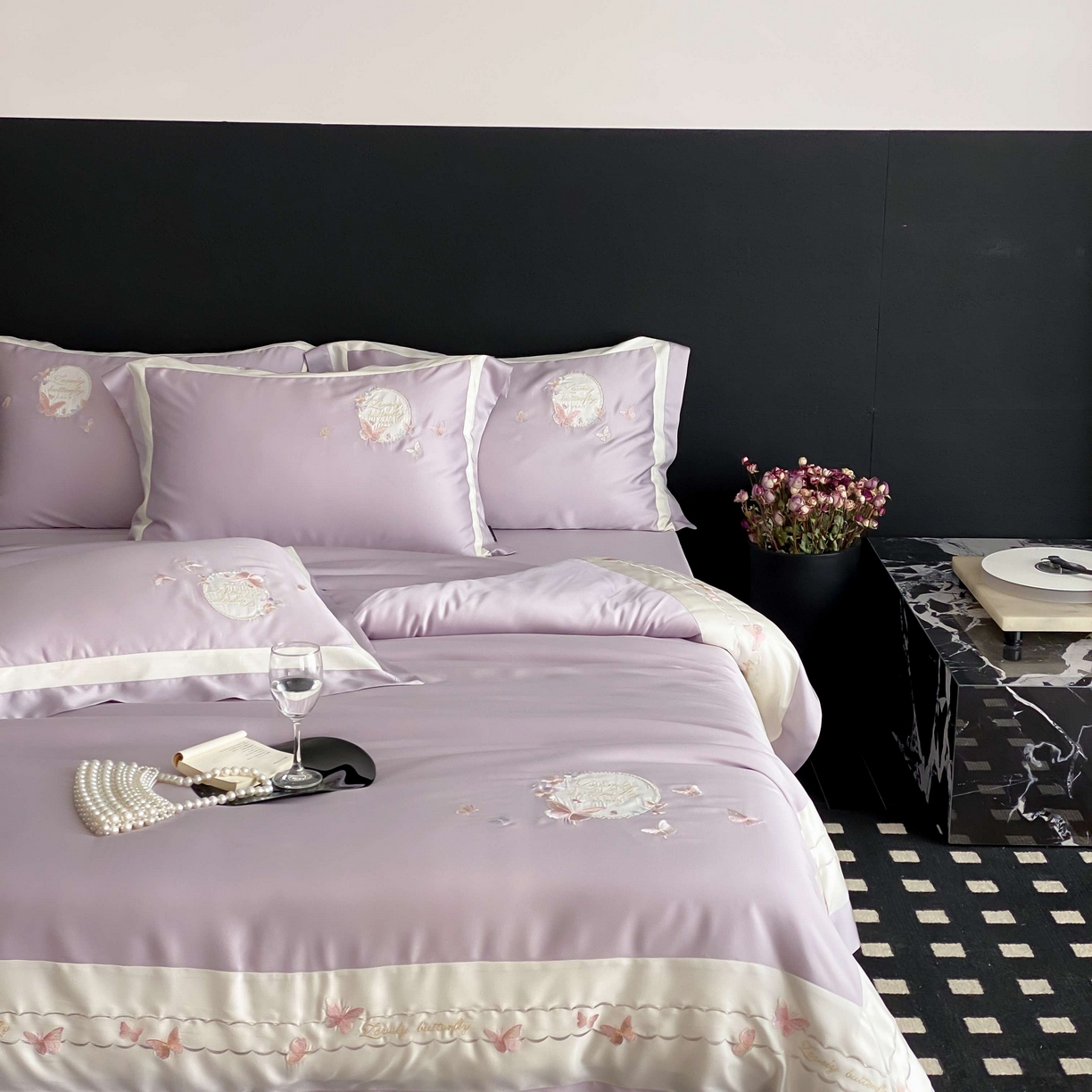 91家纺网 家纺一手货源 找家纺 （总）馨蕊家居 2025新款80SLF奥地利兰精天丝四件套-芳华