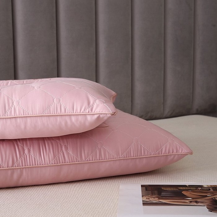 91家纺网 家纺一手货源 找家纺 佳尚枕芯 2025新款压光磨毛决明子乳胶枕枕头枕芯 粉色 48x74cm/只 低枕