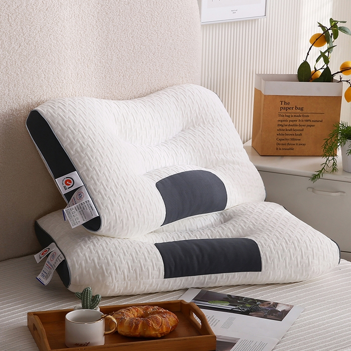 91家纺网 家纺一手货源 找家纺 佳尚枕芯 2025新款针织棉枕头枕芯SPA护颈枕3D双拼针织棉护颈枕 大豆针织枕 48x74cm/只 中枕