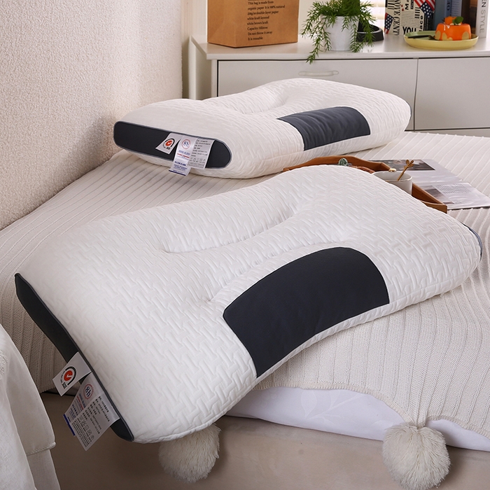 91家纺网 家纺一手货源 找家纺 佳尚枕芯 2025新款针织棉枕头枕芯SPA护颈枕3D双拼针织棉护颈枕 大豆针织枕 48x74cm/只 中枕