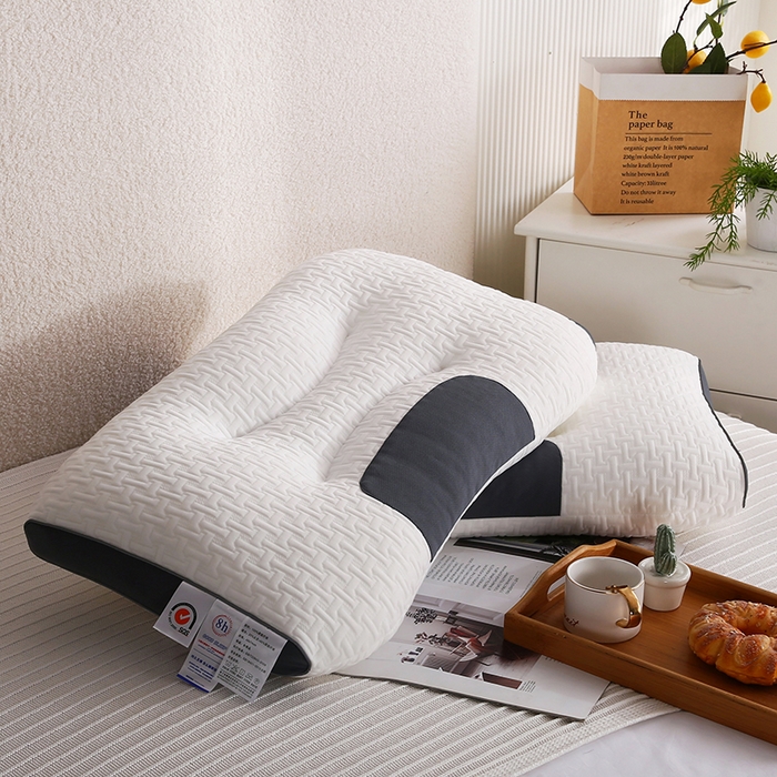 91家纺网 家纺一手货源 找家纺 佳尚枕芯 2025新款针织棉枕头枕芯SPA护颈枕3D双拼针织棉护颈枕 大豆针织枕 48x74cm/只 高枕