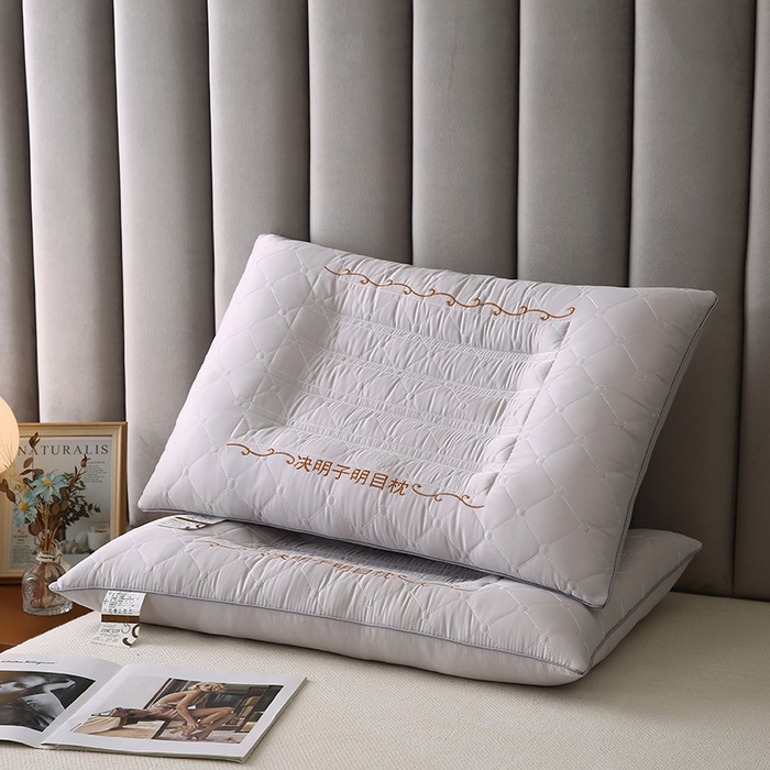 佳尚枕芯 2025新款压光磨毛决明子乳胶枕枕头枕芯 灰色 48x74cm/只 高枕