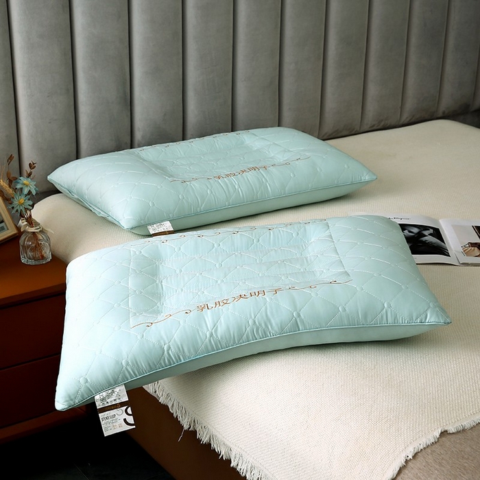 91家纺网 家纺一手货源 找家纺 佳尚枕芯 2025新款压光磨毛决明子乳胶枕枕头枕芯 绿色 48x74cm/只 中枕