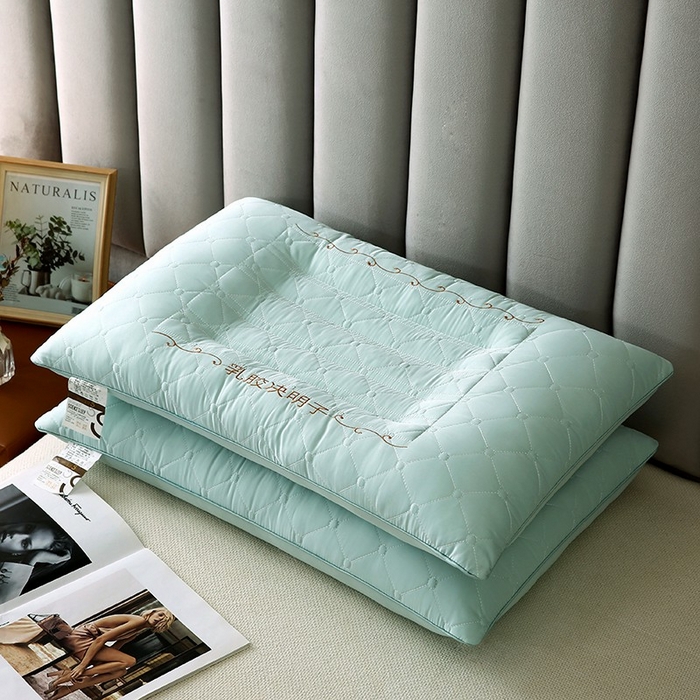 91家纺网 家纺一手货源 找家纺 佳尚枕芯 2025新款压光磨毛决明子乳胶枕枕头枕芯 绿色 48x74cm/只 高枕