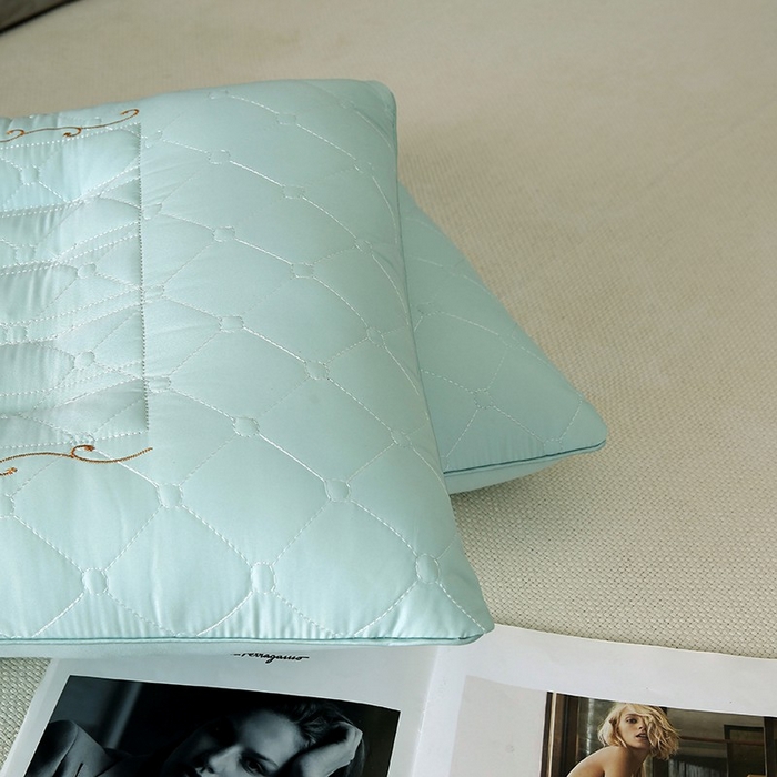 91家纺网 家纺一手货源 找家纺 佳尚枕芯 2025新款压光磨毛决明子乳胶枕枕头枕芯 绿色 48x74cm/只 高枕