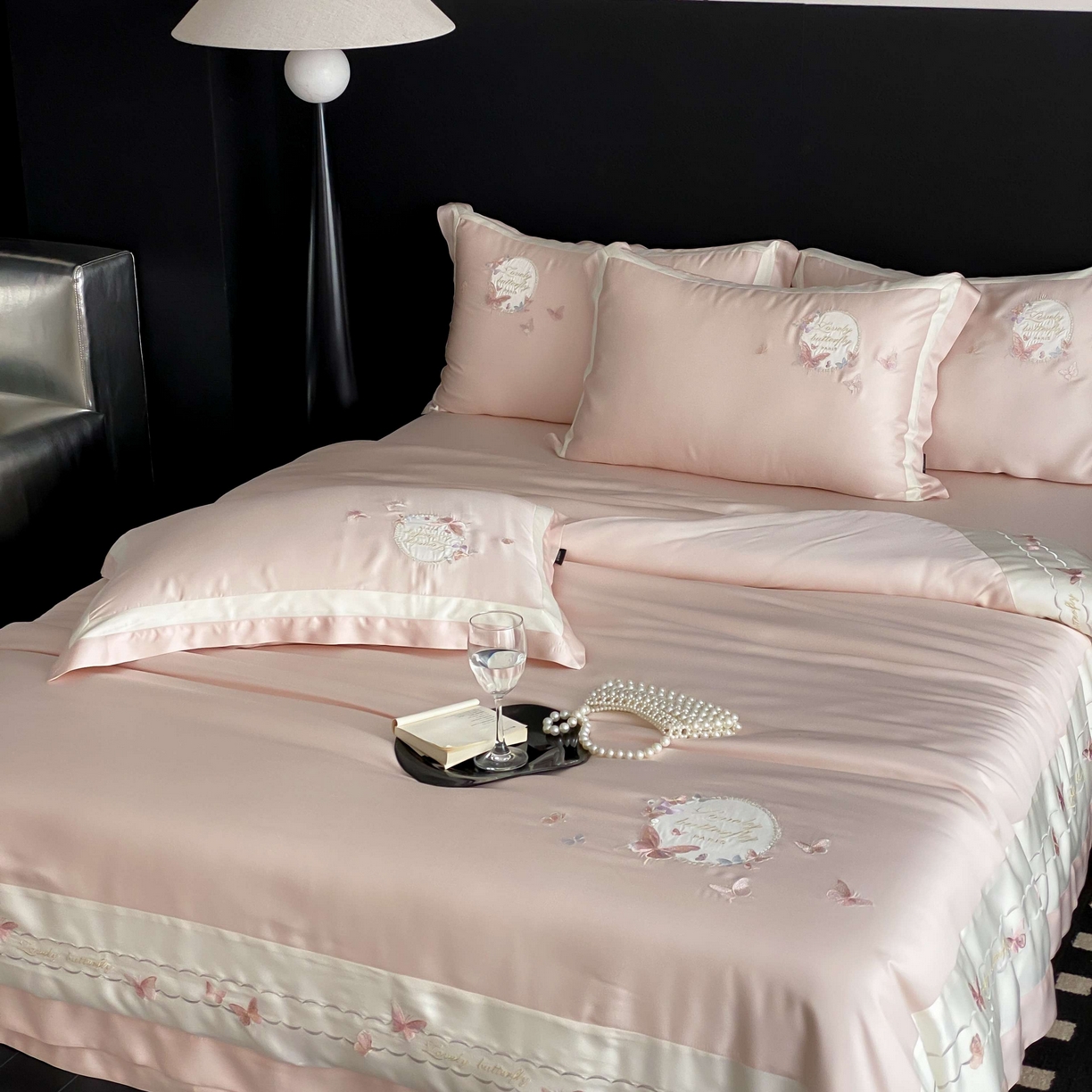 91家纺网 家纺一手货源 找家纺 馨蕊家居 2025新款80SLF奥地利兰精天丝四件套-芳华 天丝芳华-蔷薇粉