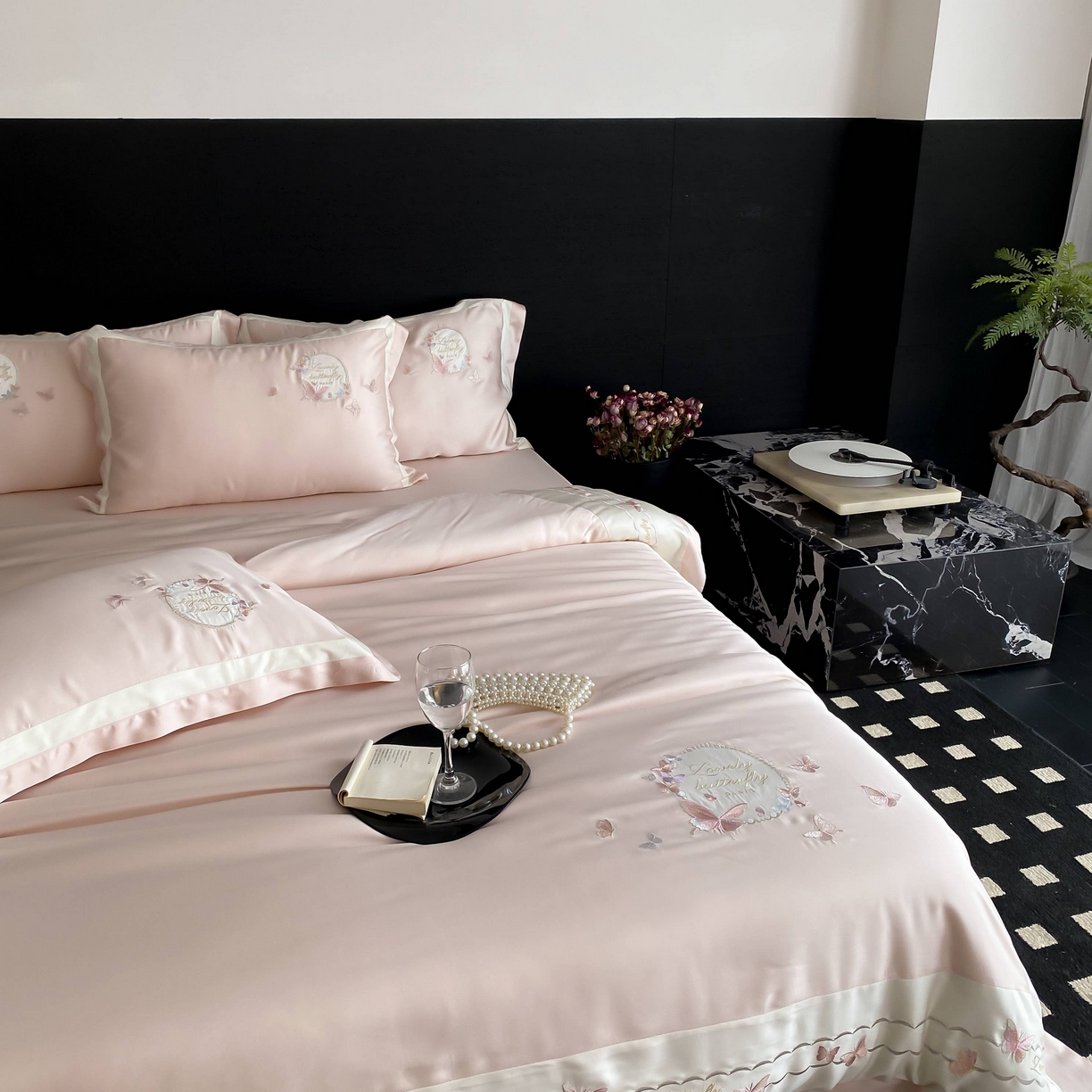 91家纺网 家纺一手货源 找家纺 馨蕊家居 2025新款80SLF奥地利兰精天丝四件套-芳华 天丝芳华-蔷薇粉