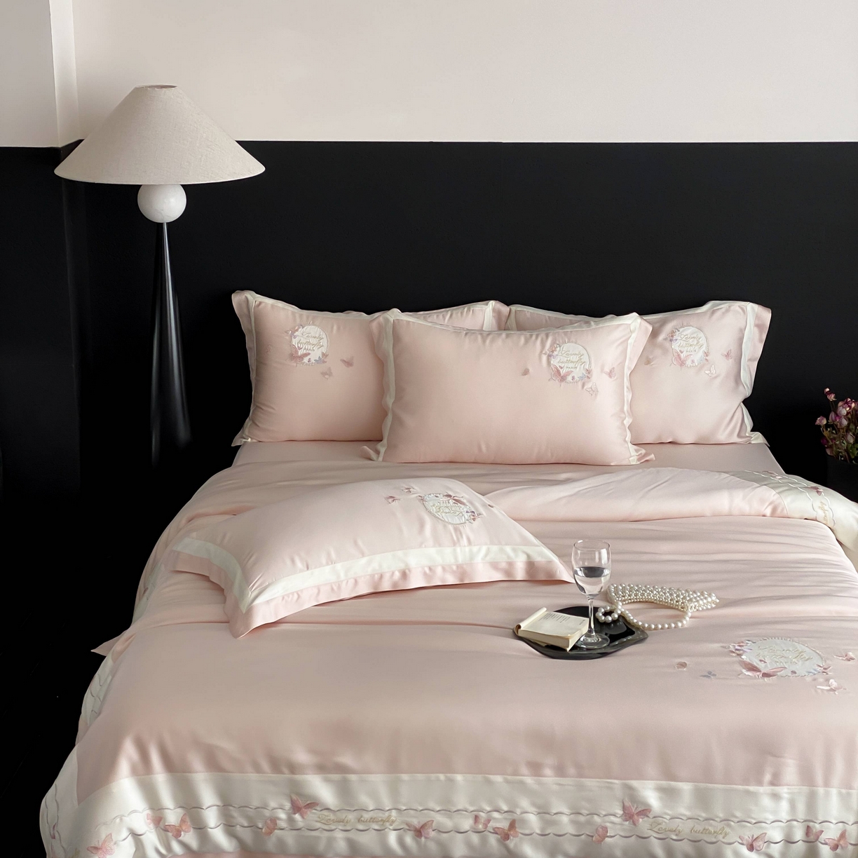 91家纺网 家纺一手货源 找家纺 馨蕊家居 2025新款80SLF奥地利兰精天丝四件套-芳华 天丝芳华-蔷薇粉