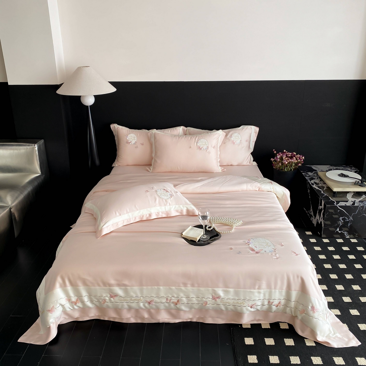 91家纺网 家纺一手货源 找家纺 馨蕊家居 2025新款80SLF奥地利兰精天丝四件套-芳华 天丝芳华-蔷薇粉