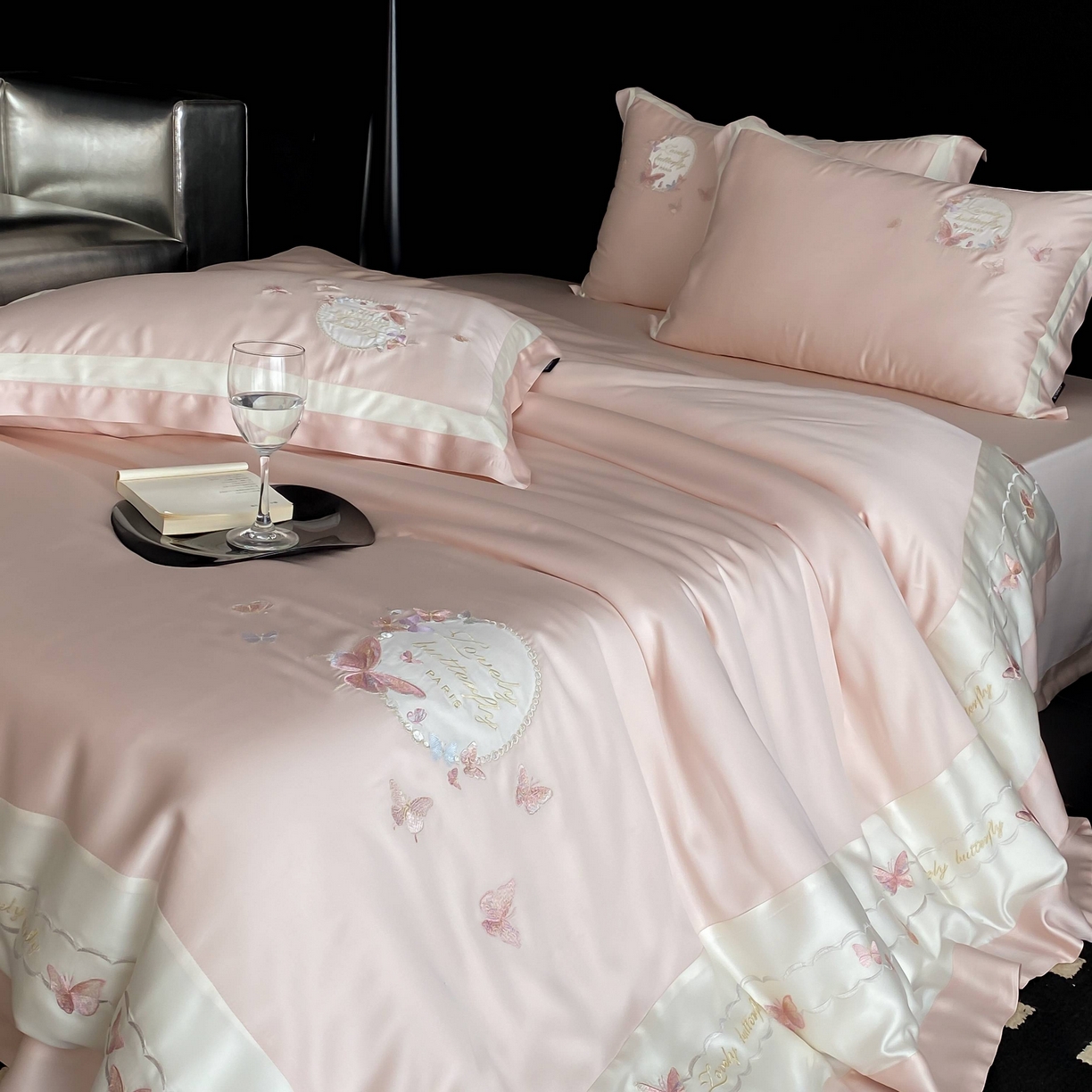 91家纺网 家纺一手货源 找家纺 馨蕊家居 2025新款80SLF奥地利兰精天丝四件套-芳华 天丝芳华-蔷薇粉