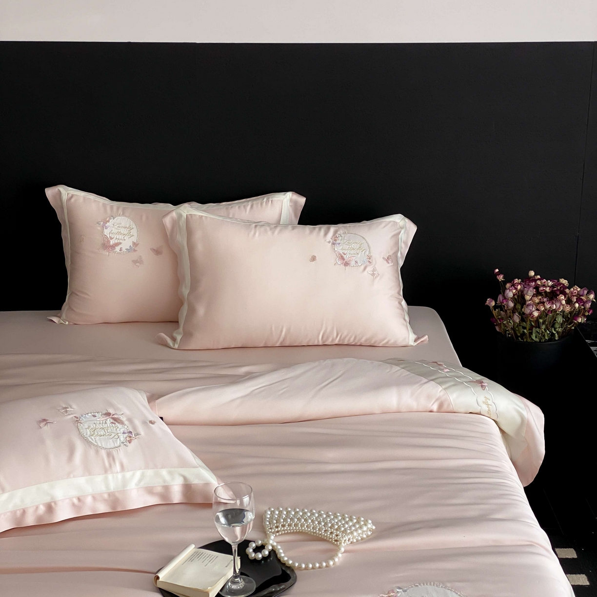 91家纺网 家纺一手货源 找家纺 馨蕊家居 2025新款80SLF奥地利兰精天丝四件套-芳华 天丝芳华-蔷薇粉