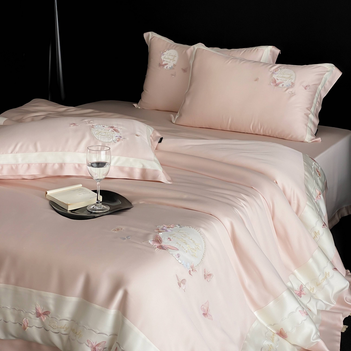 91家纺网 家纺一手货源 找家纺 馨蕊家居 2025新款80SLF奥地利兰精天丝四件套-芳华 天丝芳华-蔷薇粉