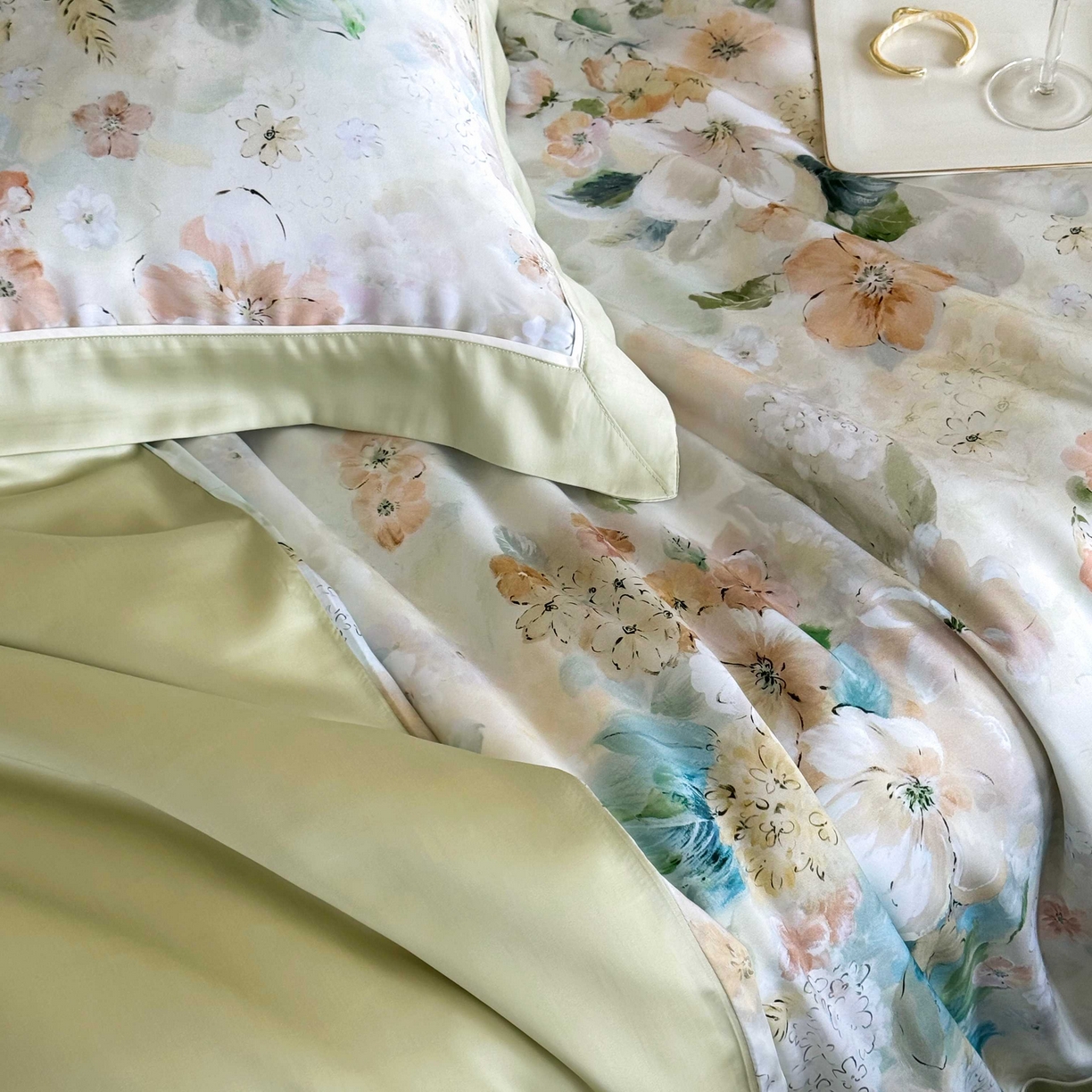 91家纺网 家纺一手货源 找家纺 （总）馨蕊家居 2025新款80SLF奥地利兰精天丝夏被四件套-朵美