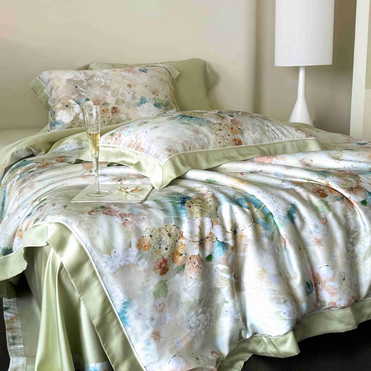 91家纺网 家纺一手货源 找家纺 （总）馨蕊家居 2025新款80SLF奥地利兰精天丝夏被四件套-朵美