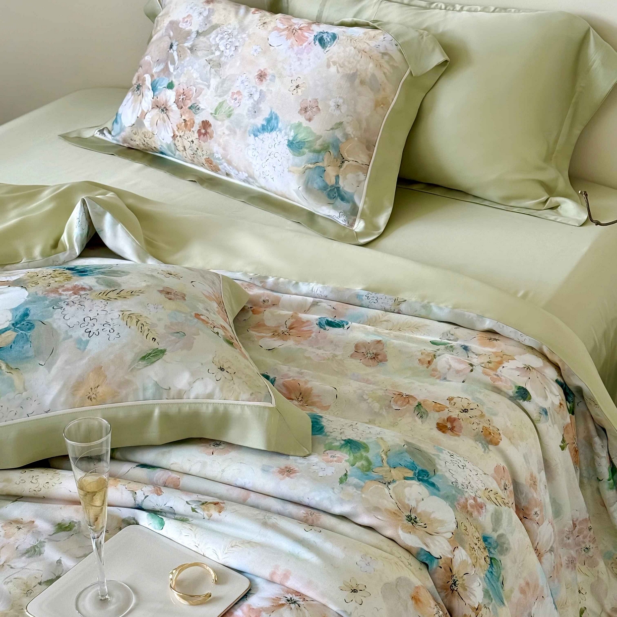 91家纺网 家纺一手货源 找家纺 （总）馨蕊家居 2025新款80SLF奥地利兰精天丝夏被四件套-朵美