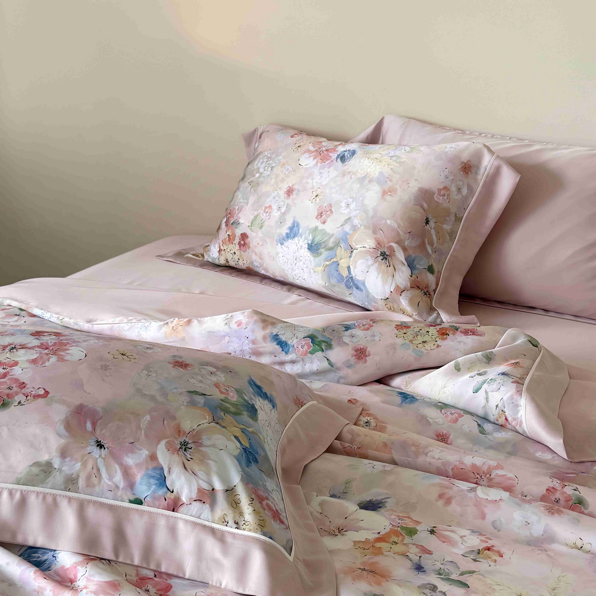 91家纺网 家纺一手货源 找家纺 馨蕊家居 2025新款80SLF奥地利兰精天丝夏被四件套-朵美 夏被朵美-蔷薇粉