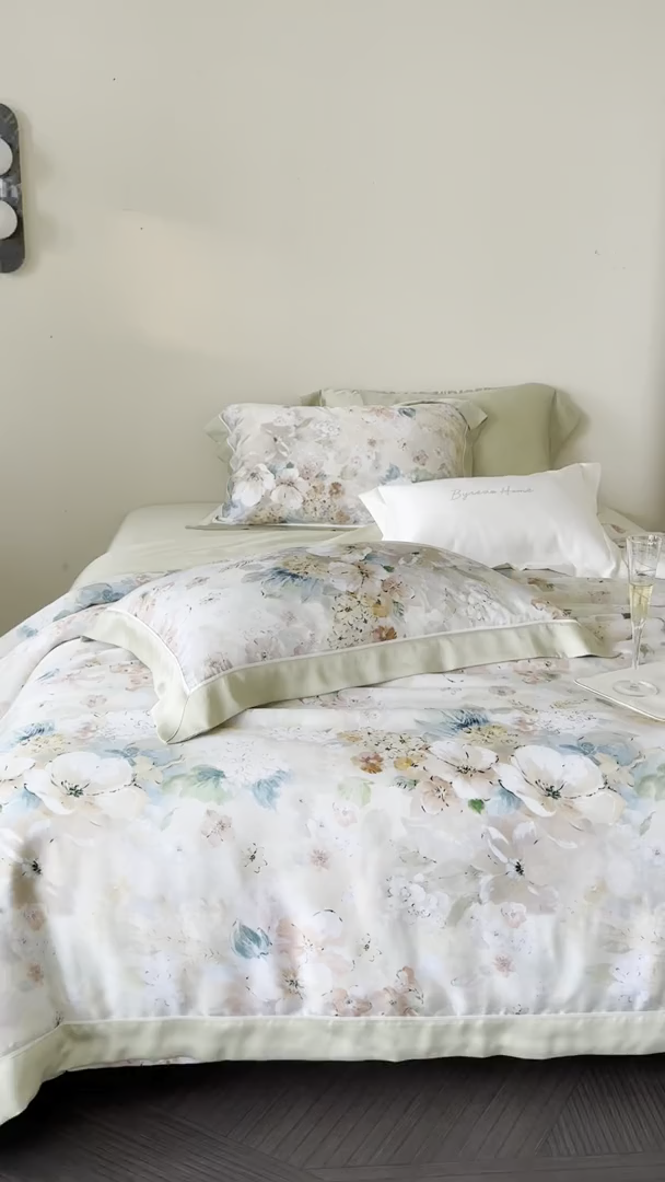 91家纺网 家纺一手货源 找家纺 （总）馨蕊家居 2025新款春夏新品天丝印花80SLF奥地利兰精天丝四件套-朵美