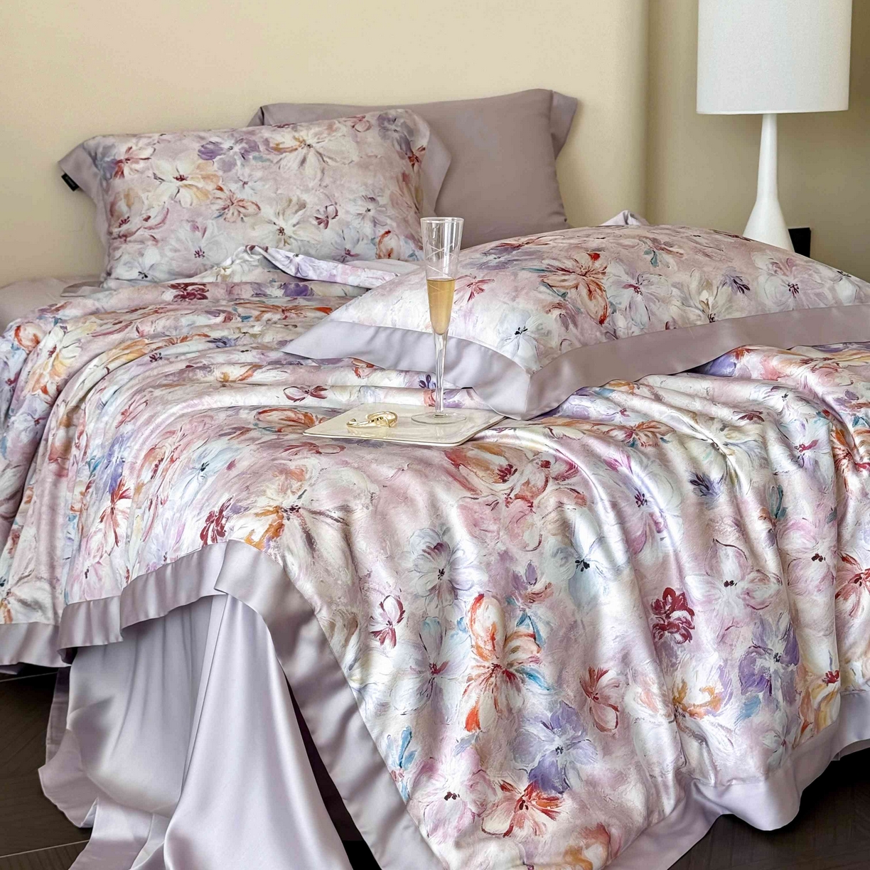 91家纺网 家纺一手货源 找家纺 （总）馨蕊家居 2025新款春夏新品天丝印花80SLF奥地利兰精天丝夏被四件套-告白