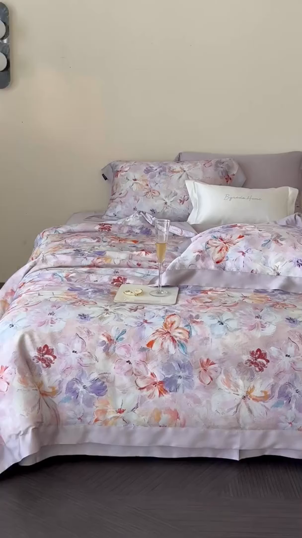 91家纺网 家纺一手货源 找家纺 （总）馨蕊家居 2025新款春夏新品天丝印花80SLF奥地利兰精天丝夏被四件套-告白