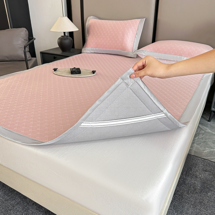 91家纺网 家纺一手货源 找家纺 紫碧螺2025新款冰丝复合加厚软床垫 豆沙色