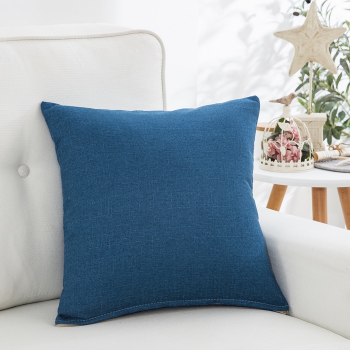 雅晨枕芯 雅晨枕芯 2025新款现代简约竹节麻抱枕居家靠垫抱枕套 深蓝