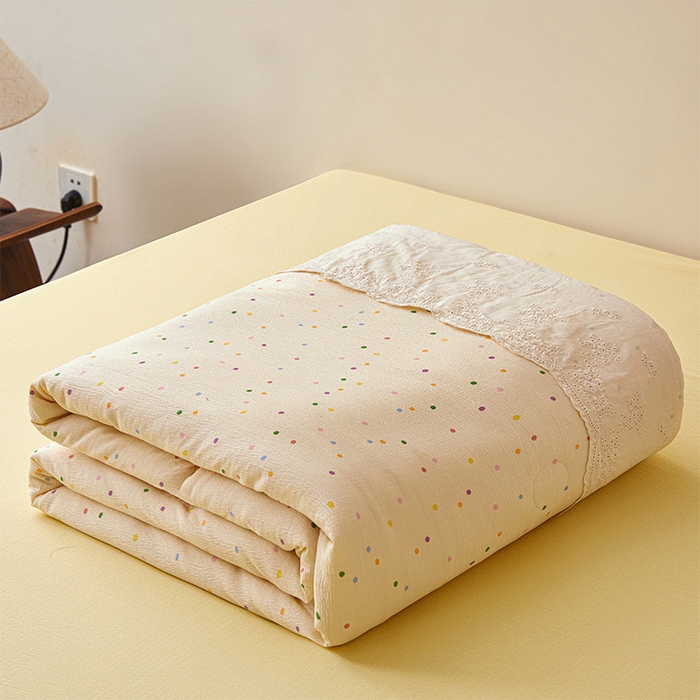 91家纺网 家纺一手货源 找家纺 一霖家纺 2025新款A类云感双层纱夏被夏凉被空调被 小豆丁