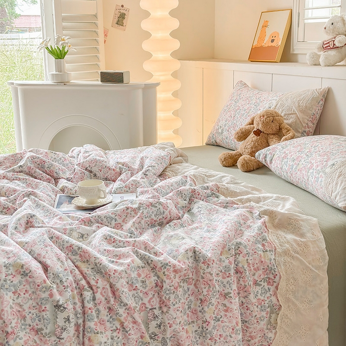 一霖家纺 2025新款A类云感双层纱夏被夏凉被空调被 兔兔花海