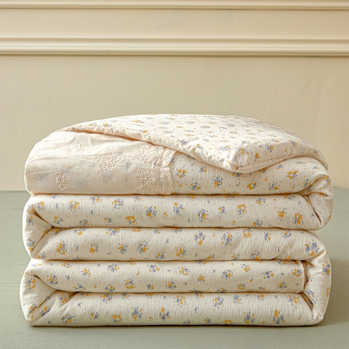 91家纺网 家纺一手货源 找家纺 一霖家纺 2025新款A类云感双层纱夏被夏凉被空调被 芊眠