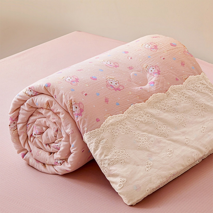 91家纺网 家纺一手货源 找家纺 一霖家纺 2025新款A类云感双层纱夏被夏凉被空调被 可爱多