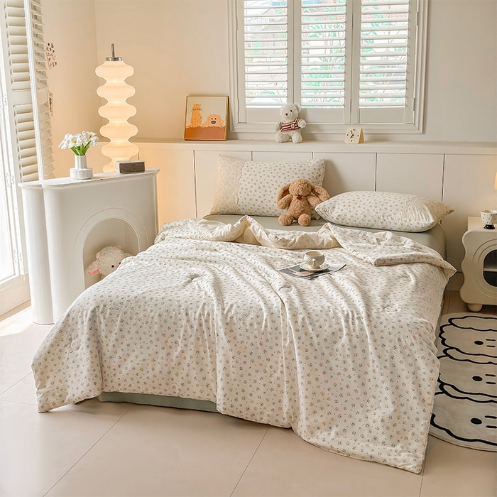 91家纺网 家纺一手货源 找家纺 一霖家纺 2025新款A类云感双层纱夏被夏凉被空调被 芊眠