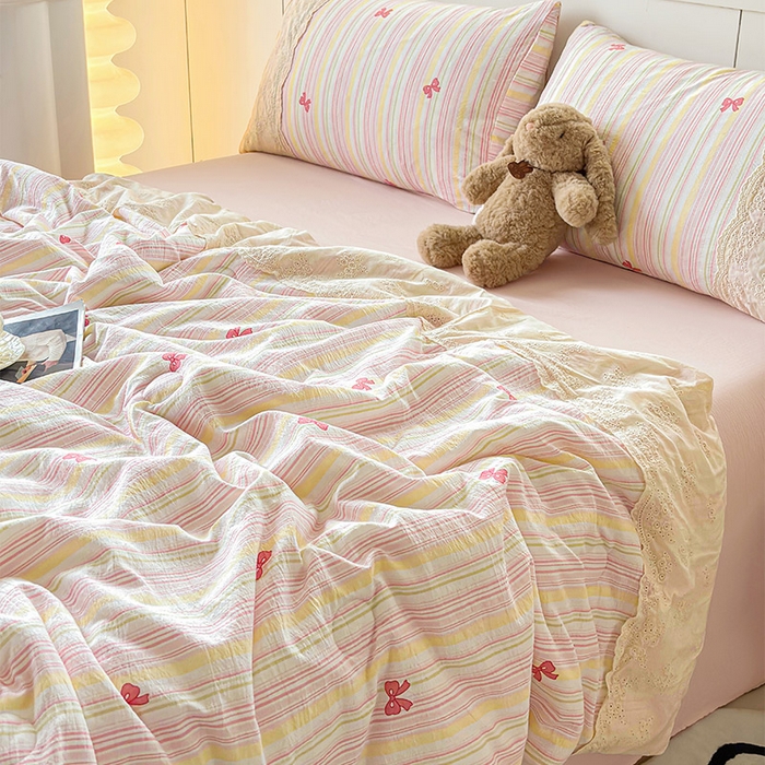 91家纺网 家纺一手货源 找家纺 一霖家纺 2025新款A类云感双层纱夏被夏凉被空调被 彩虹