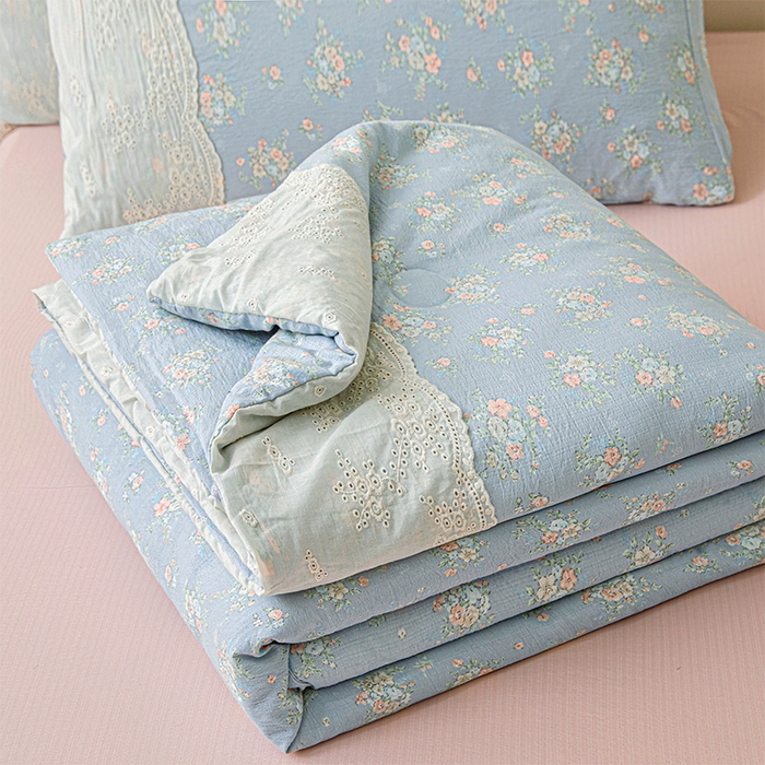 91家纺网 家纺一手货源 找家纺 一霖家纺 2025新款A类云感双层纱夏被夏凉被空调被 牧夏