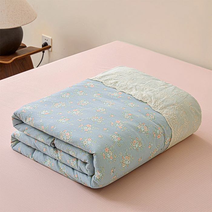 91家纺网 家纺一手货源 找家纺 一霖家纺 2025新款A类云感双层纱夏被夏凉被空调被 牧夏