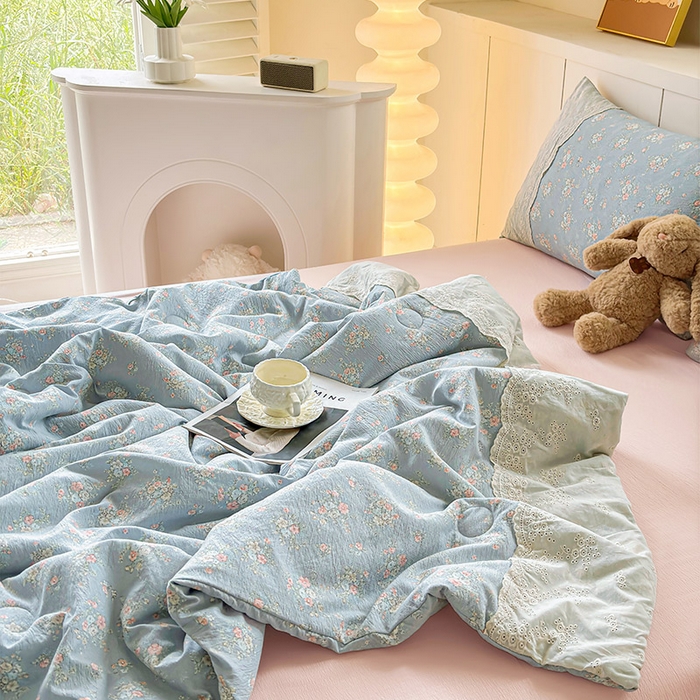 91家纺网 家纺一手货源 找家纺 一霖家纺 2025新款A类云感双层纱夏被夏凉被空调被 牧夏