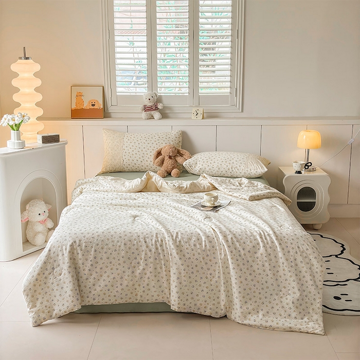 91家纺网 家纺一手货源 找家纺 一霖家纺 2025新款A类云感双层纱夏被夏凉被空调被 芊眠