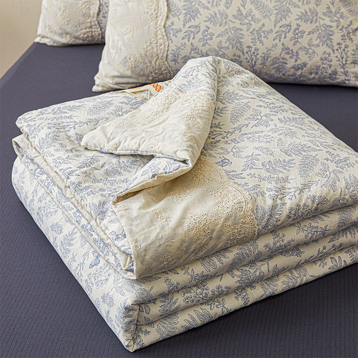 91家纺网 家纺一手货源 找家纺 一霖家纺 2025新款A类云感双层纱夏被夏凉被空调被 紫黛