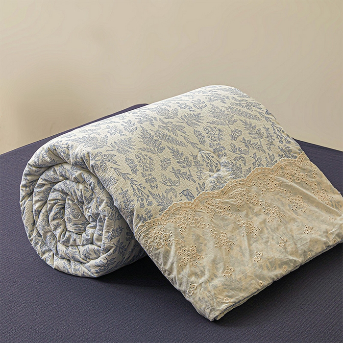 91家纺网 家纺一手货源 找家纺 一霖家纺 2025新款A类云感双层纱夏被夏凉被空调被 紫黛