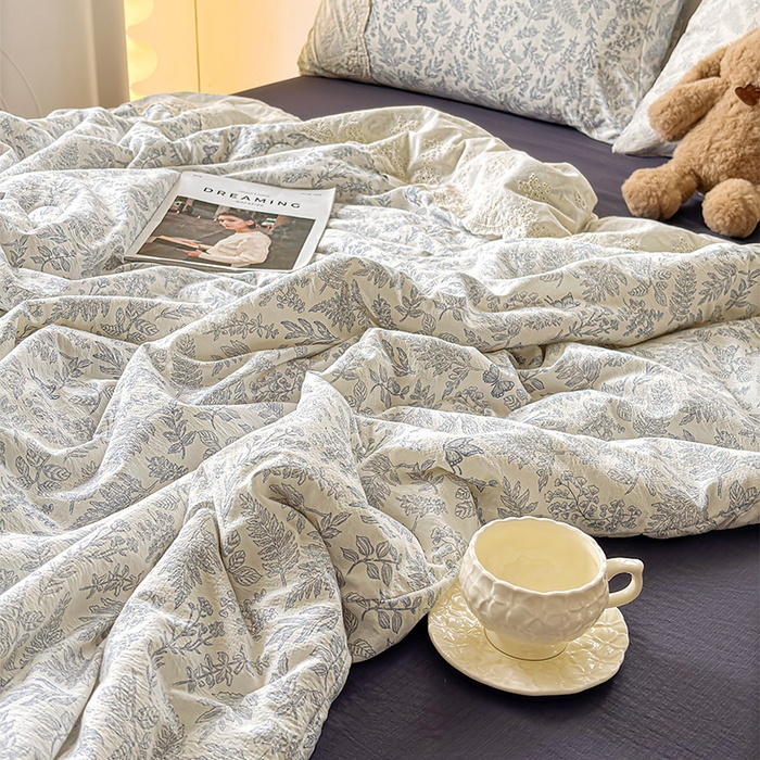 91家纺网 家纺一手货源 找家纺 一霖家纺 2025新款A类云感双层纱夏被夏凉被空调被 紫黛